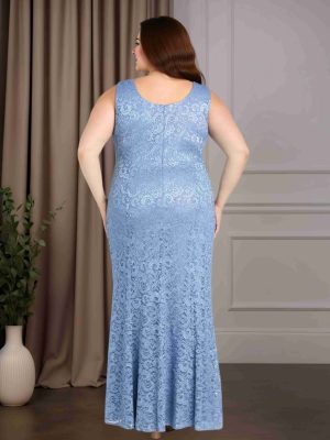 2 Pieces A-Line/Princess Scoop Neck Long Sleeves Ankle-Length Plus Size Mother of the Bride Dresses with Jacket & Lace