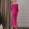 2 Pieces Round Neck 3/4 Length Sleeves Tea-Length Mother of the Bride Dresses
