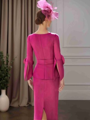 2 Pieces Round Neck 3/4 Length Sleeves Tea-Length Mother of the Bride Dresses