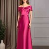 A-Line/Princess Off-The-Shoulder Short Sleeves Floor-Length Mother of the Bride Dresses with Pleats