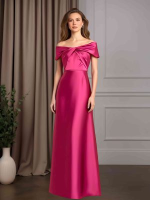 A-Line/Princess Off-The-Shoulder Short Sleeves Floor-Length Mother of the Bride Dresses with Pleats