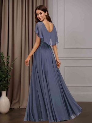 A-Line/Princess Round Neck Cap Sleeves Floor-Length Mother of the Bride Dresses with Sequins & Lace Appliques