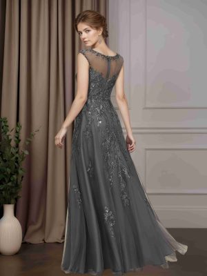A-Line/Princess Scoop Neck Cap Sleeves Floor-Length Mother of the Bride Dresses with Beaded & Sequins