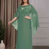 A-Line/Princess Scoop Neck Half Flutter Sleeves Floor-Length Plus Size Mother of the Bride Dresses with Lace Appliques