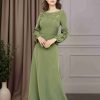 A-Line/Princess Scoop Neck Long Sleeves Floor-Length Mother of the Bride Dresses with Cut-Out Detail