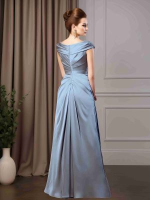 A-Line/Princess Scoop Neck Short Sleeves Ankle-Length Mother of the Bride Dresses with Sequins & Ruffles