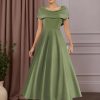 A-Line/Princess Scoop Neck Short Sleeves Ankle-Length Mother of the Bride Dresses