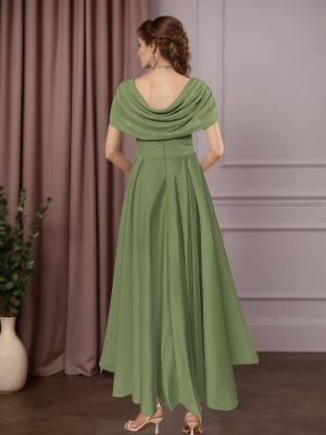 A-Line/Princess Scoop Neck Short Sleeves Ankle-Length Mother of the Bride Dresses