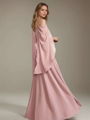 A-Line/Princess Spaghetti Straps V-Neck Floor-Length Long Bridesmaid Dresses with Ruched