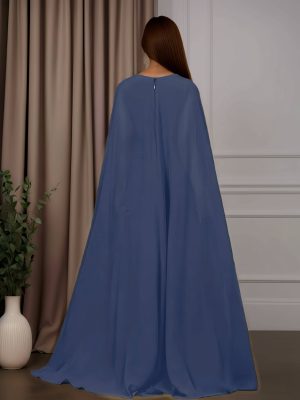 A-Line/Princess V-Neck Cap Sleeves Floor-Length Mother of the Bride Dresses with Pleated & Split Side