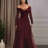A-Line/Princess V-Neck Long Sleeves Floor-Length Mother of the Bride Dresses with Lace Appliques