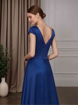 A-Line/Princess V-Neck Short Sleeves Ankle-Length Mother of the Bride Dresses With Pockets,Bowknot& Ruffles