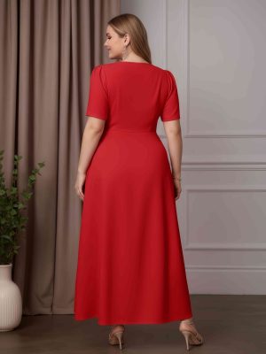 A-Line/Princess V-Neck Short Sleeves Ankle-Length Plus Size Mother of the Bride Dresses with Ruffles