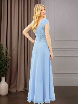 A-Line/Princess V-Neck Short Sleeves Floor-Length Mother of the Bride Dresses with Sequins & Lace Appliques
