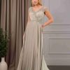 A-Line/Princess V-Neck Short Sleeves Floor-Length Mother of the Bride Dresses with Ruffles & Lace Appliques