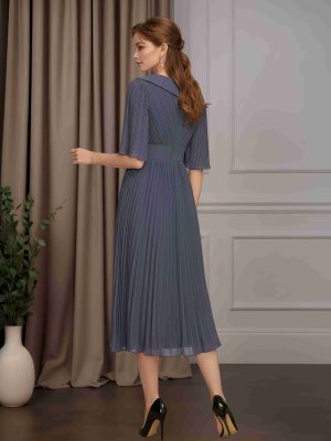 A-Line/Princess V-Neck Short Sleeves Tea-Length Chiffon Mother of the Bride Dresses with Pleated & 3D Floral Flowers