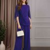 Jumpsuits 2 Pieces Round Neck Half Sleeves Ankle-Length Mother of the Bride Pantsuits with Pleated