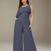 Jumpsuits One-Shoulder Sleeveless Floor-Length Plus Size Bridesmaid Dresses