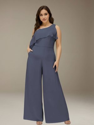 Jumpsuits One-Shoulder Sleeveless Floor-Length Bridesmaid Dresses