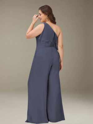 Jumpsuits One-Shoulder Sleeveless Floor-Length Bridesmaid Dresses