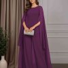 Jumpsuits Scoop Neck Cap Sleeves Floor-Length Mother of the Bride Pantsuits with Beaded