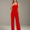 Jumpsuits Square Neck Sleeveless Floor-Length Bridesmaid Dresses with Ruched