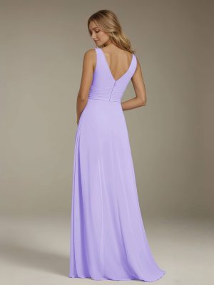 Jumpsuits V-Neck Sleeveless Floor-Length Bridesmaid Dresses with Ruched