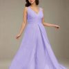 Jumpsuits V-Neck Sleeveless Floor-Length Plus Size Bridesmaid Dresses with Ruched