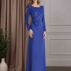 Trumpet/Mermaid Scoop Neck Long Sleeves Floor-Length Mother of the Bride Dresses with 3D Flowers & Beaded
