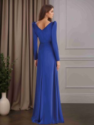 Trumpet/Mermaid Scoop Neck Long Sleeves Floor-Length Mother of the Bride Dresses with 3D Flowers & Beaded