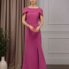 Mermaid/Trumpet Scoop Neck Cap Sleeves Floor-Length Mother of the Bride Dresses with Split Side