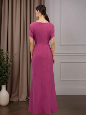 Mermaid/Trumpet Scoop Neck Cap Sleeves Floor-Length Mother of the Bride Dresses with Split Side