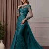 Mermaid/Trumpet Jewel Neck Long Sleeves Floor-Length Mother of the Bride Dresses with Ruched, Sequins & Lace Appliques