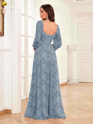 Refined Sweetheart Pleated Long Sleeves Floral Lace Mother Of The Bride Dresses