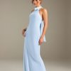 Sheath/Column Jewel Neck Sleeveless Floor-Length Bridesmaid Dresses with Bowknot