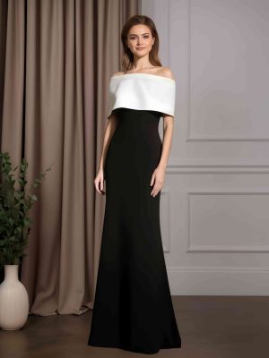 Sheath/Column Off-The-Shoulder Half Sleeves Floor-Length Mother of the Bride Dresses