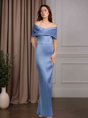 Sheath/Column Off-The-Shoulder Short Sleeves Floor-Length Mother of the Bride Dresses