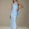 Sheath/Column One-Shoulder Sleeveless Ankle-Length Strecth Satin Bridesmaid Dresses