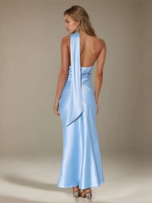 Sheath/Column One-Shoulder Sleeveless Ankle-Length Strecth Satin Bridesmaid Dresses