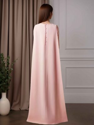 Sheath/Column Round Neck Long Sleeves Floor-Length Mother of the Bride Dresses with Cap Back