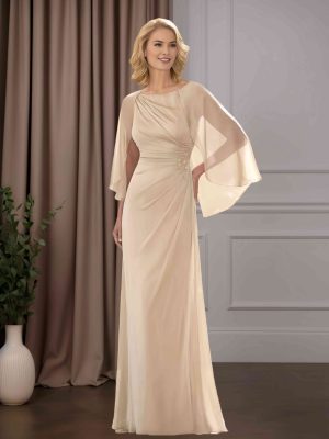 Sheath/Column Scoop Neck Cap Sleeves Floor-Length Mother of the Bride Dresses with Sequins & Ruffles