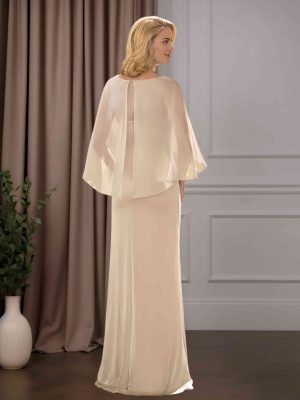 Sheath/Column Scoop Neck Cap Sleeves Floor-Length Mother of the Bride Dresses with Sequins & Ruffles