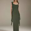 Sheath/Column Square Neck Sleeveless Ankle-Length Bridesmaid Dresses