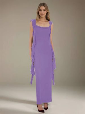 Sheath/Column Square Neck Sleeveless Ankle-Length Bridesmaid Dresses