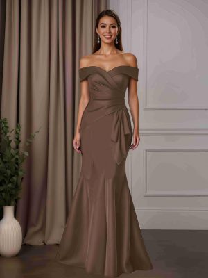 Trumpet/Mermaid Off-The-Shoulder Floor-Length Mother of the Bride Dresses with Ruffles