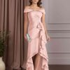 Trumpet/Mermaid Off-The-Shoulder Sleeveless Asymmetrical Mother of the Bride Dresses with Ruched & Beaded