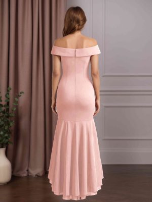Trumpet/Mermaid Off-The-Shoulder Sleeveless Asymmetrical Mother of the Bride Dresses with Ruched & Beaded