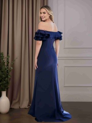 Trumpet/Mermaid Off-The-Shoulder Sleeveless Floor-Length Mother of the Bride Dresses with Ruffles