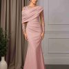 Trumpet/Mermaid One-Shoulder Long Sleeves Floor-Length Mother of the Bride Dresses with Ruffles & Lace Appliques