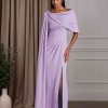 Trumpet/Mermaid Scoop Neck Cap Sleeves Mother of the Bride Dresses with Ruffles & Split Side